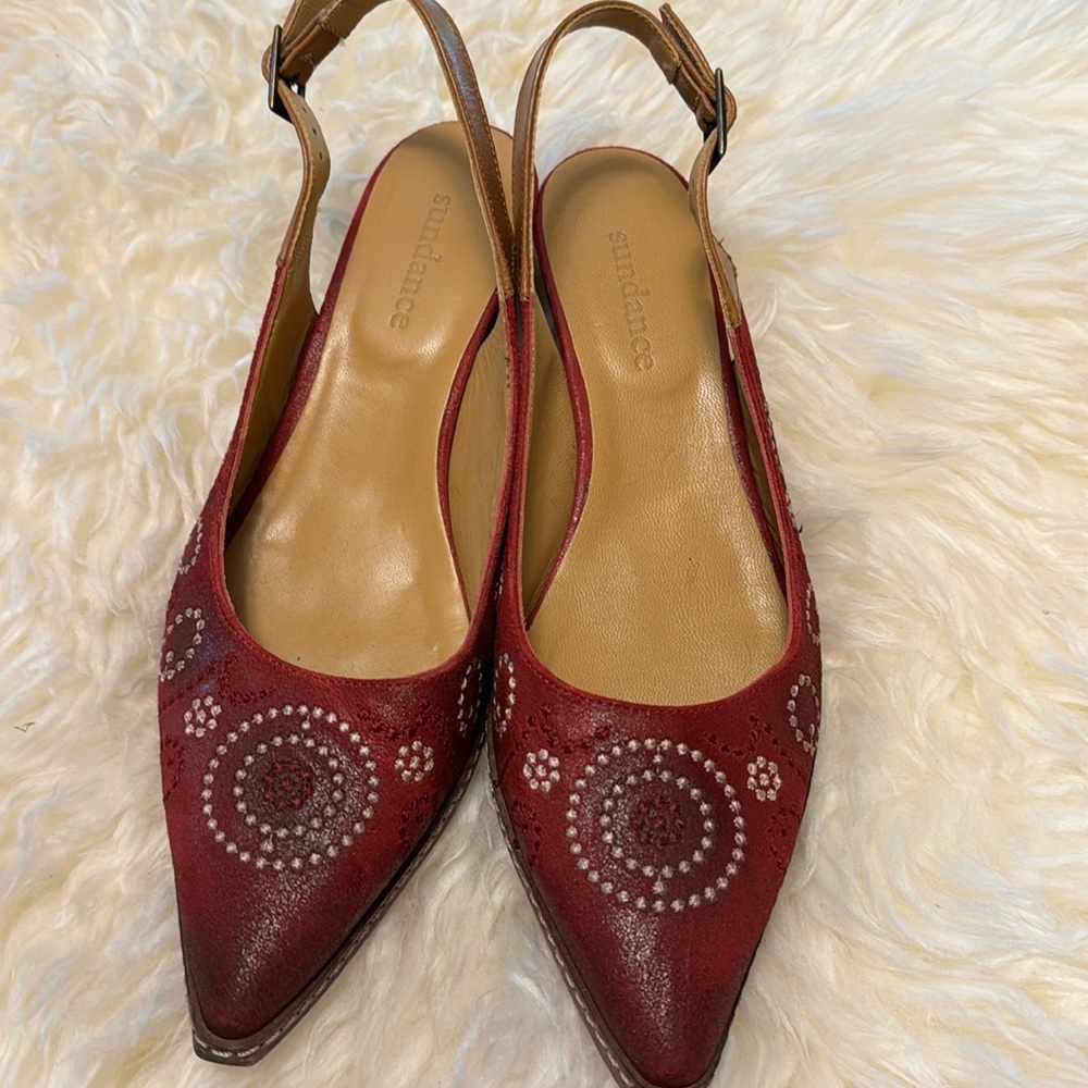 Sundance, Red Slingback sandals.